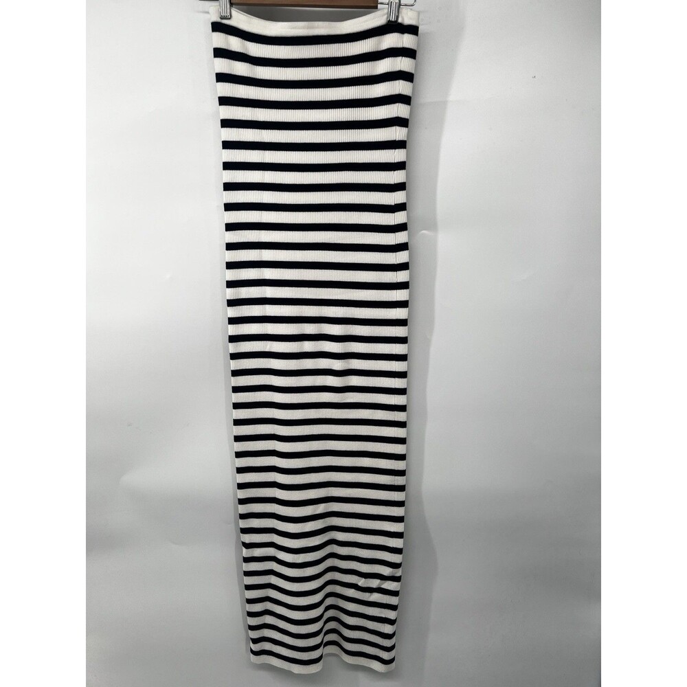 Edikted Women Bodycon Strapless size large long Length Blue Dress white slit new
